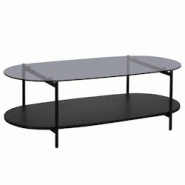 Oviala Business Table basse moderne ovale L 120 cm en verre bois noir - noir verre 113676 Oviala Business Table basse moderne ovale L 120 cm en verre bois noir - noir verre 113676