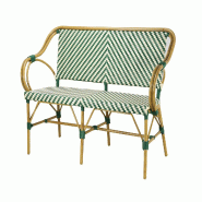 Proloisirs Banquette Paris 11 Alu 150X60X87 cm Bamboo Look / Wicker  Vert-Ivoire - vert aluminium AG1043