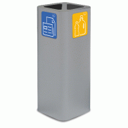 Stil Casa PURE, conteneur déchets en acier peint, 30x30xH80 cm, couvercle 2 compartiments, pictogrammes magnétiques, 60 L, gris. - gris acier PU60F- Stil Casa PURE, conteneur déchets en acier peint, 30x30xH80 cm, couvercle 2 compartiments, pictogrammes magnétiques, 60 L, gris. - gris acier PU60F-