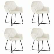 VidaXL Chaises à manger lot de 4 Crème Velours Modèle Orvian - 277013