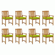 VidaXL Chaises De Jardin Avec Coussins Lot De 8 Bois D Acacia Solide - vert Bois massif 3078204_0
