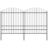 Vidaxl clôture de jardin à dessus en lance acier (1,75-2)x3,4 m noir 277749