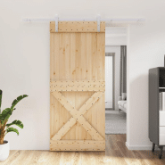Vidaxl porte coulissante et kit de quincaillerie 90x210 cm pin massif 3203041 Vidaxl porte coulissante et kit de quincaillerie 90x210 cm pin massif 3203041