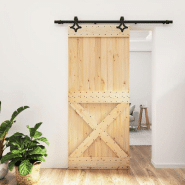 Vidaxl porte coulissante et kit de quincaillerie 90x210 cm pin massif 3203135 Vidaxl porte coulissante et kit de quincaillerie 90x210 cm pin massif 3203135