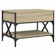 VidaXL Table basse chêne sonoma 70x50x50 cm bois d'ingénierie et métal Modèle Symphonie - 845352