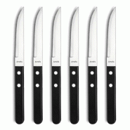 Amefa Coffret 6 couteaux steak Steak Pizza 2.0 Noir - Look fuselé microdenté - noir 3546693231484
