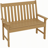 Banc de jardin COSTWAY, résistant aux intempéries, banc tout temps en PEHD, banc de parc pour 2 à 3 personnes - marron Bois manufacturé ZB32017OR