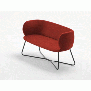 Canapé 2 places Elisabeth pieds métal Pellami et revêtement ignifugé