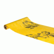 Chemin de table velours moutarde imprimé fleurs 28cm x 3m