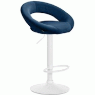 CLP Tabouret de bar Olinda velours Bleu/Blanc - bleu textile 326002 CLP Tabouret de bar Olinda velours Bleu/Blanc - bleu textile 326002