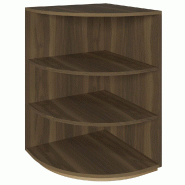 Comptoir angle arrondi 90 degrés - P60xH93,8cm - mélaminé olivier - 2 tablettes