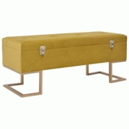 Helloshop26 - Banc banquette 105 cm en velours moutarde avec compartiment de rangement et pieds dorés - 02_0021244 - 3000200471393 Helloshop26 - Banc banquette 105 cm en velours moutarde avec compartiment de rangement et pieds dorés - 02_0021244 - 3000200471393