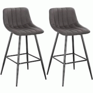 Helloshop26 - Lot de 2 tabourets de bar design avec repose-pieds gris foncé 19_0000236 - 3000242238985 Helloshop26 - Lot de 2 tabourets de bar design avec repose-pieds gris foncé 19_0000236 - 3000242238985