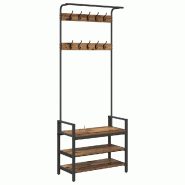 Helloshop26 - Porte-manteau rectangulaire contemporain avec rangement 75 x 34 x 184 cm en bois d'ingénierie bois ancien 02_0052638 - Bois massif 3000