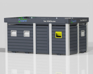 Local de gestion des déchets avec trappes pour sacs de 80 litres