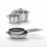 Lot de 2 Poêles 28/32 cm et 2 Faitouts 16/24 cm Elo Profi Therm Platinum - gris inox 3176239970449