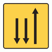 Panneau de voirie temporaire KD9 ex1 - Changement de chaussée ou de trajectoire - Signalisation de déviation Panneau de voirie temporaire KD9 ex1 - Changement de chaussée ou de trajectoire - Signalisation de déviation