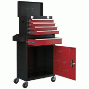 Servante d'atelier roulante garage 60 x 28 x 102 cm verrouillable rangement spacieux industriel moderne en acier rouge 21_0006984 - rouge acier 300027