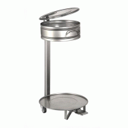 Support sac poubelle à pédale CB en acier inoxydable, hauteur 850 mm, diamètre 450 mm, avec roues pivotantes et poignée de déplacement | Sammic -_0