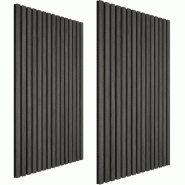 TecTake GmbH tectake Panneaux acoustiques SONIC WALL aspect bois - Lot de 2 chêne noir - noir Bois manufacturé 406538