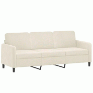 VidaXL Canapé à 3 places Crème 180 cm Velours Modèle Hervelis - 359460