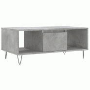 VidaXL Table basse Gris béton 90x50x36,5 cm Bois d'ingénierie Modèle Flex Stella Élite - 830592