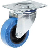 Roulette pivotante de 80 mm avec caoutchouc élastique bleu sur roue centrale en nylon Roulette pivotante de 80 mm avec caoutchouc élastique bleu sur roue centrale en nylon