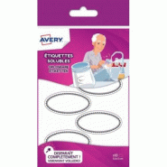 AVERY Lot de 10 18 étiquettes solubles ovales blanches avec bordure grise, format 55 x 29 mm - 5014702085482