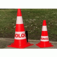 Cône de chantier K5A 500 / 750 - PVC souple orange fluorescent - Sérigraphie bleu ou noir