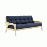 CANAPÉ CONVERTIBLE FUTON GRAB PIN NATUREL COLORIS MARINE COUCHAGE 130 CM.