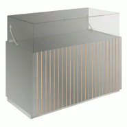 Comptoir vitrine fond bois Vertigo T03 MDF naturel et gris alu 120x60x93cm