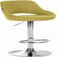 Décoshop26 - Tabouret de bar x1 avec repose-pieds réglables en tissu vert dossier ajouré et pied métal chromé 10_0006127 - métal 3000265398857