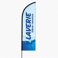 Drapeau oriflamme LAVERIE LIBRE SERVICE 3m08 l Drapeau Publicitaire - textile 3770030285476