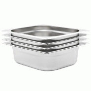 Helloshop26 - Lot de 4 récipients gastronorm empilables 325 x 265 x 100 mm universels en acier inoxydable argenté 02_0045986 - argenté inox 3000233