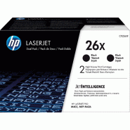 HP 26X Laserjet, Lot de 2 Cartouches de Toner Grande capacité Authentiques, Noir - noir CF226XD