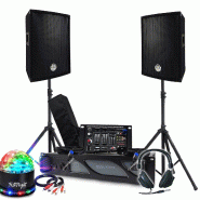 Kit Sono BM SONIC Amplificateur 1000W, Paire d'Enceintes Passives 2x300W, Table de Mixage, Pieds, Casque DJ, Câbles et Micro - 3666638036889