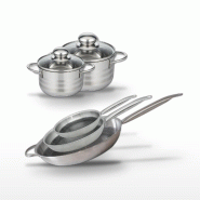 Lot de 3 Poêles 24/28/32 cm et 2 Faitouts 12/14 cm Elo Relief Solution - gris 3176239941944