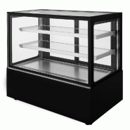 Romux® Vitrine Réfrigérée Pâtisserie Carrée de Comptoir avec 2 Étagères Noir 470 Litres Ventilée | Vitrine en Verre Droit - 8435811807081
