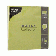 Serviettes "DAILY Collection" pliage ¼ 32 x 32 cm vert olive (300 unités) PAPSTAR - vert papier 37369