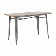 Table à manger rectangulaire d'intérieur (L)1200 x (P)700 mm, plateau à lattes en bois, piètement gris acier, à assembler