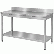 Table INOX professionnelle 120 × 60 cm WORLDMAI. Plan de travail acier inoxydable pour cuisine professionnelle, CHR, restauration, bar et restaurant.