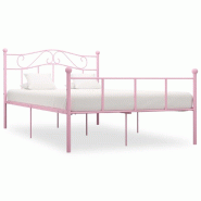 VidaXL Cadre de lit sans matelas rose métal 140x200 cm Modèle Nerlénis - 284540