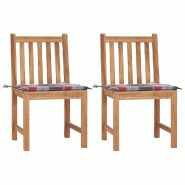 VidaXL Chaises De Jardin Lot De 2 Avec Coussins Bois De Teck Massif - 3062929