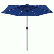 VidaXL Parasol de jardin et lumières LED mât en aluminium bleu azuré Modèle Horizon Terrasse - 47359