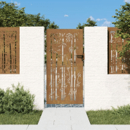 Vidaxl portail de jardin 85x200 cm acier corten design de bambou 153237