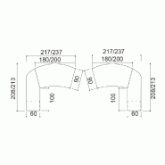 Bureau d'angle X time Work avec retour et caisson - Quadrifoglio. - 217, Noyer canaletto, Droite, 2 tiroirs