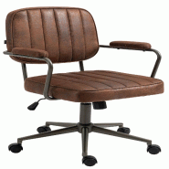 Décoshop26 - Fauteuil de bureau industriel vintage sur roulettes en synthétique marron vieilli hauteur réglable BUR10685 - marron 3002485832692 Décoshop26 - Fauteuil de bureau industriel vintage sur roulettes en synthétique marron vieilli hauteur réglable BUR10685 - marron 3002485832692