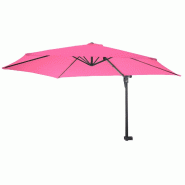 Décoshop26 - Parasol mural pour balcon terrasse avec mât inclinable 3m polyester aluminium/acier 9kg couleur rose 04_0005637 - aluminium 3000579632692