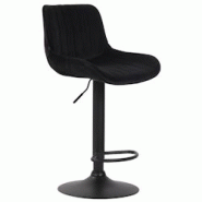 Décoshop26 - Tabouret de bar chaise haute x1 en velours noir coutures verticales support en métal noir 10_0005114 - noir 3000252469294 Décoshop26 - Tabouret de bar chaise haute x1 en velours noir coutures verticales support en métal noir 10_0005114 - noir 3000252469294