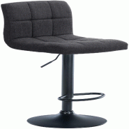 Décoshop26 - Tabouret de bar x1 style contemporain en tissu matelassé gris foncé cadre métal noir 10_0005786 - gris métal 3000265218957